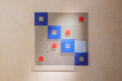 Gal Brin, ”one in four”, 2022, print on plexiglas 100X100 cm<br />
Photography: Neta Cones