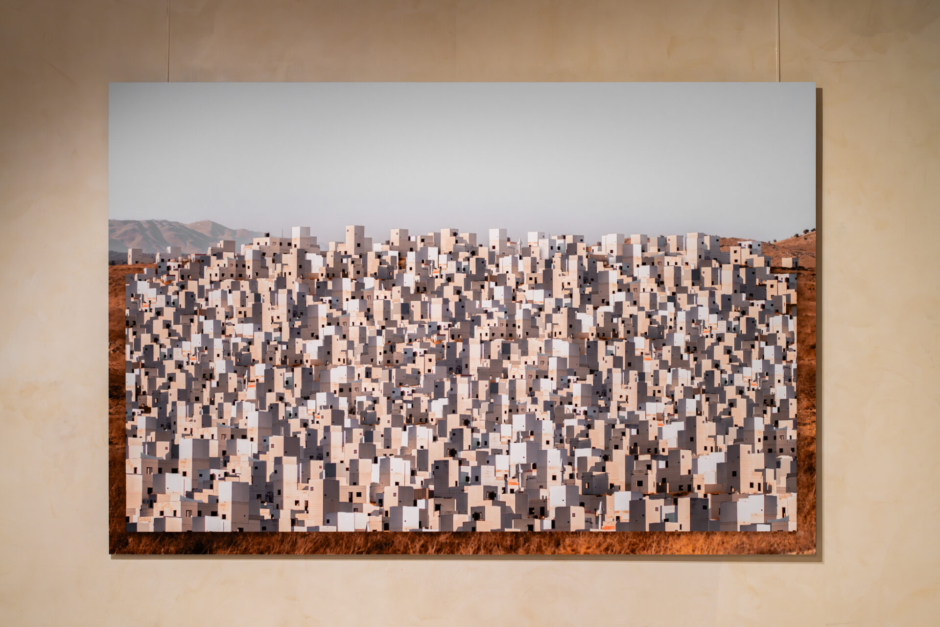 Itai Lifschitz, Invisible City, 2023, photography, collage, archival pigment print, 120x180 cm<br />
Sunflowers (diptych), 2023, oil on canvas, 200x300 cm<br />
Photography: Daniel Hanoch